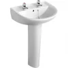 Armitage Shanks Sandringham 21 Full Pedestal Basin 2 Tap Holes 550mm -Cheap Toilet Hub Pro Store 5239J P